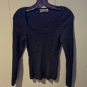Anthropologie Black Glittery Top